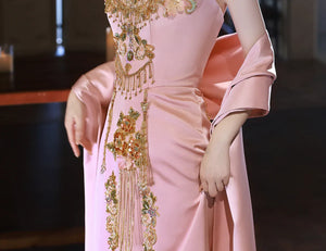 Jade Pool – Original New Chinese Style Evening Gown for Engagement & Elegant Toast Ceremonies - Yandan_Hanfu