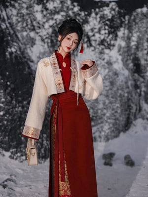 Red Brocade Hanfu Gown – Modern Chinese Dress for Engagement, Wedding Toast & Lunar New Year - Yandan_Hanfu