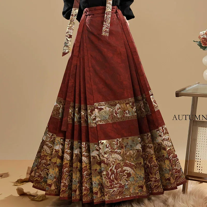 Ming Dynasty Hanfu women's horse skirt sweater autumn and winter suit - Yandan_Hanfu