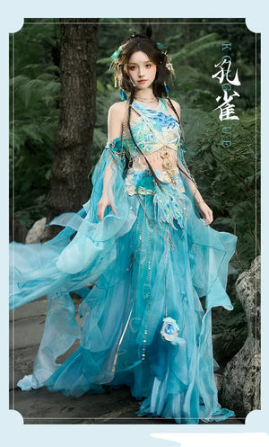 【Dance of the Peacock】 Dunhuang-Inspired Hanfu Set in Ethereal Desert Hues - Yandan_Hanfu