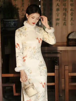 national style tea cheongsam, autumn clothes - Yandan_Hanfu