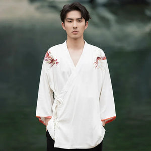 Chinese style cotton and linen retro Hanfu spring and summer Tang suit man - Yandan_Hanfu