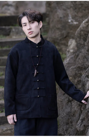 New Chinese style disc button top jacket Chinese New Year red Tang suit men - Yandan_Hanfu