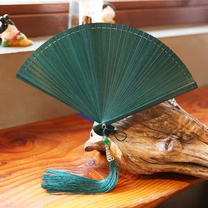 Folding fan female dance fan Hanfu Chinese style full bamboo fan - Yandan_Hanfu