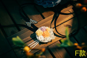 F-style Korean traditional headgear featuring multicolored roses and pearls, designed for hanbok and festive occasions.