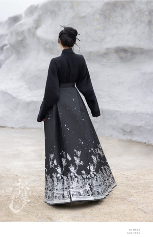 Original imitation luodian horse face skirt, new Chinese style, daily work, improved short-sleeved Hanfu summer - Yandan_Hanfu