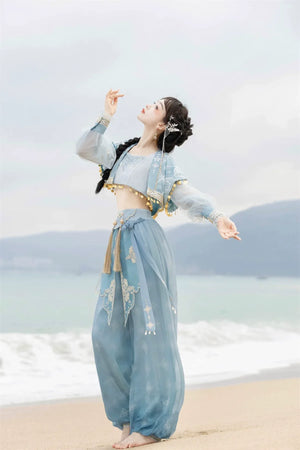 【Cloud traveler】 blue Hanfu Dunhuang Western style ethnic style suit Princess Jasmine - Yandan_Hanfu