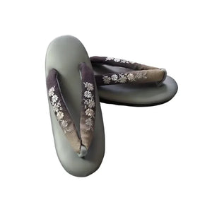 Japanese formal kimono women's shoes embroidery gradual change grass shoes cosplay herringbone pinch slippers Japanese kimono accessories - Yandan_Hanfu