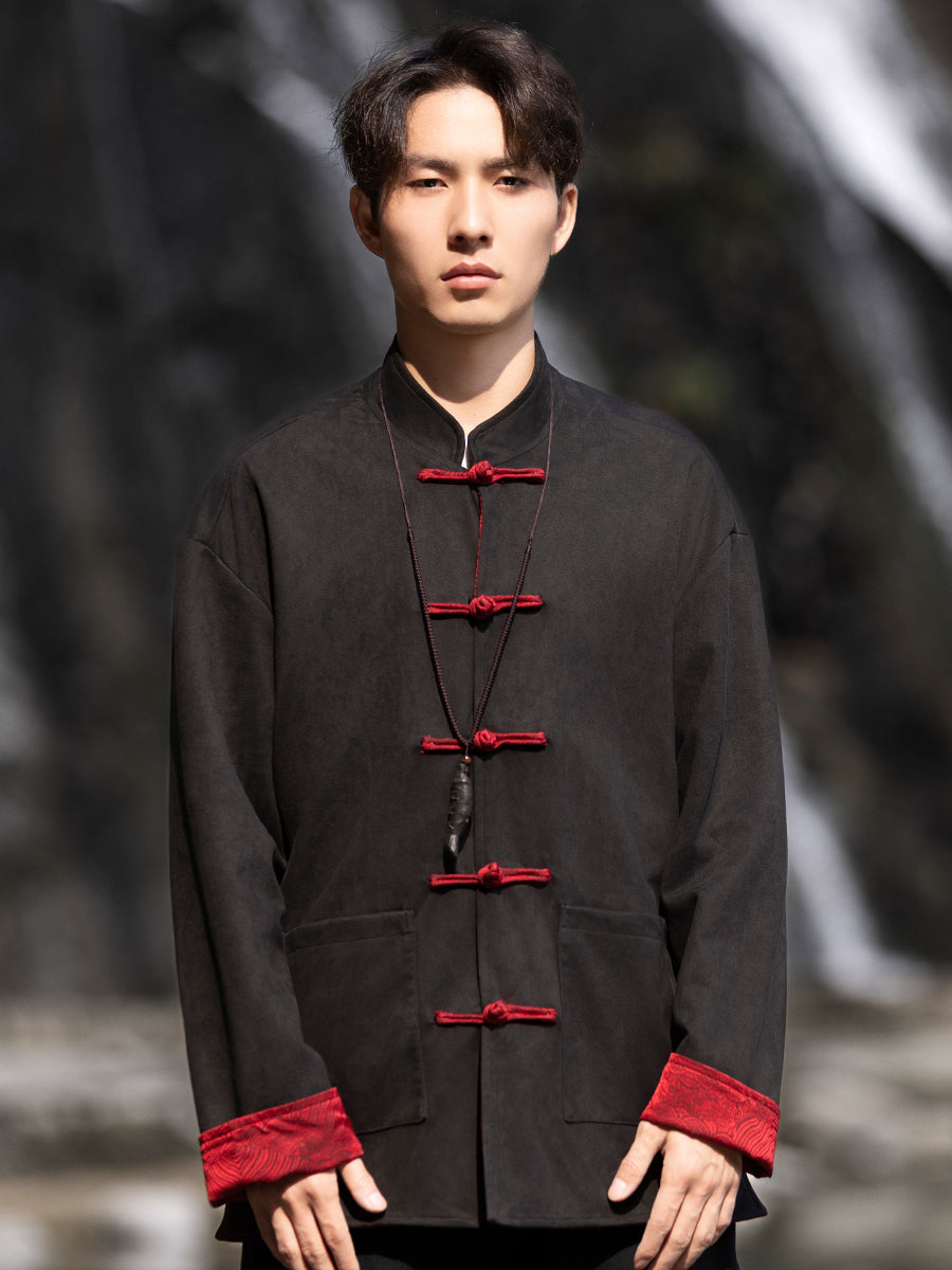 Neuer China-Stil kann beidseitig getragen werden, Button-Down-Oberteil Jacke Tang-Anzug Herren