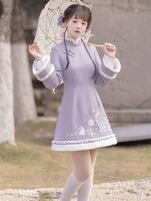 Ziyun Rabbit Hanfu Women's Cheongsam Chinese New Year Set Autumn and Winter - Yandan_Hanfu