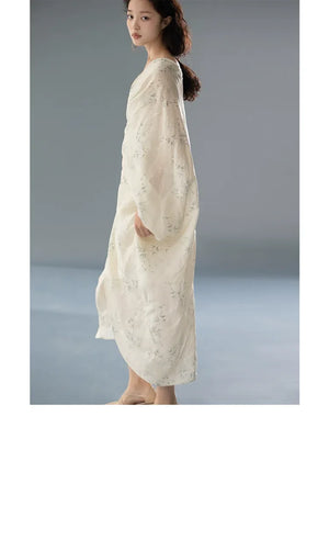 100% Ramie Modern Chinese Dress – Zen-Inspired Summer Travel Maxi with Relaxed Silhouette - Yandan_Hanfu