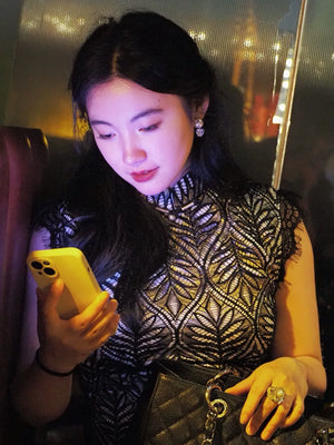 Plus Size Black & White Qipao Dress – Modern Vintage-Inspired Sleeveless Cheongsam with Geometric Patterns - Yandan_Hanfu