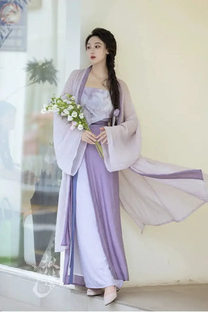 Monet Garden Pink Purple Oil Painting Sense Song Dress - Yandan_Hanfu