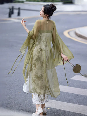 Bamboo Green New Chinese Hanfu Dress - Yandan_Hanfu