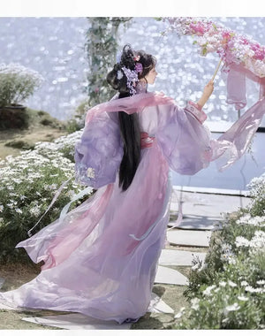 Flowers fly into dreams, Warring States robe embroidery fairy spring and summer Hanfu - Yandan_Hanfu