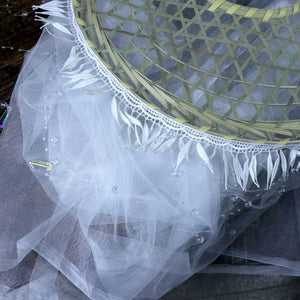 Antique-Style COS Bamboo Hat with Immortal Curtain Veil - Sun Protection & Shading for Ladies in Ancient Hanfu - Yandan_Hanfu