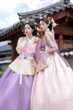 Pink & Purple Hanbok Yanji Clothing Korean Clothing - Yandan_Hanfu