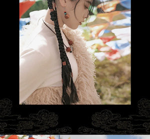 Trench Coat with Detachable Fur Collar | Reimagined Tibetan-Inspired Design - Yandan_Hanfu