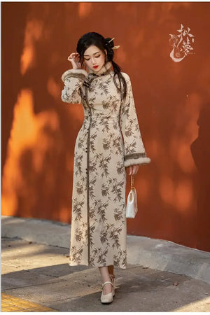 Cheongsam Mao autumn and winter daily Hanfu - Yandan_Hanfu