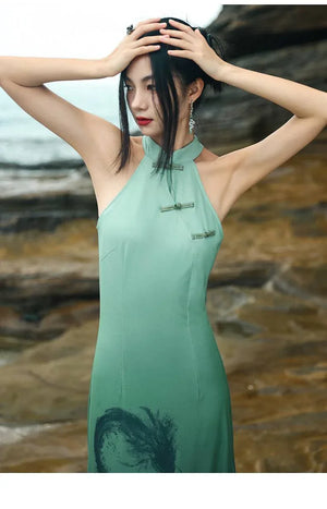 New Chinese Style dress women's summer retro buckle daily commuting sleeveless long cheongsam - Yandan_Hanfu