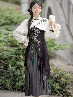 Zhujian Snow New Chinese Hanfu Dress Daily National Style Han Elements Set - Yandan_Hanfu