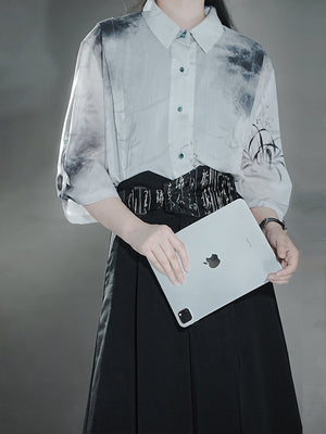 Clivia ink shirt Chinese fashion new Chinese element pants summer suit