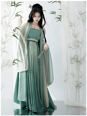 Song Dynasty | Hanfu Women's Green Daily Long Gown Wrap Skirt - Yandan_Hanfu