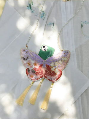 Double-Sided Embroidered Hanfu Crossbody Bag – Chinese Style Pouch for Traditional Outfit Matching - Yandan_Hanfu