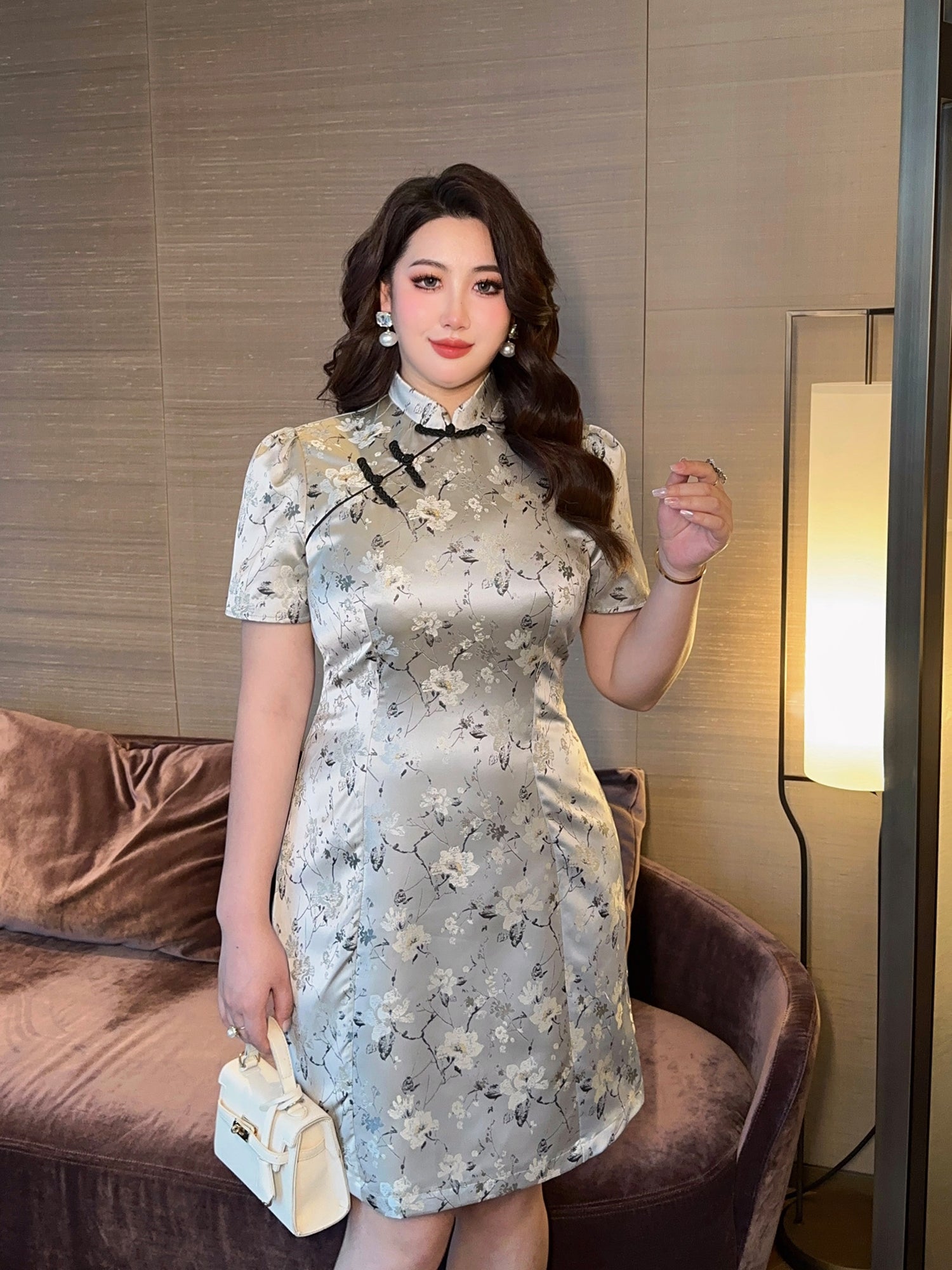 Sommer Neue Chinesische Stil Gedruckt Elegante Luxus blau kurze cheongsam/qipao rock