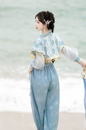 【Cloud traveler】 blue Hanfu Dunhuang Western style ethnic style suit Princess Jasmine - Yandan_Hanfu