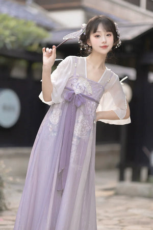 Purple daily Chinese style suspender skirt fairy style - Yandan_Hanfu