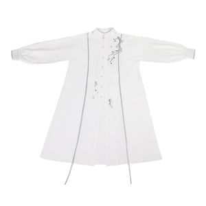 Plum blossom words, Chinese elements, new Chinese style, black and white, Kusa improved Song pants stand-up collar shirt, spring and summer men and women - Yandan_Hanfu