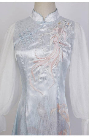 Feihua Fish Shadow Hanfu Women's Daily Han Element New Chinese Style Cheongsam Dress - Yandan_Hanfu