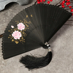 Folding fan female dance fan Hanfu Chinese style full bamboo fan - Yandan_Hanfu