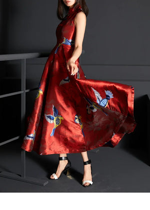 Brocade jacquard super swinging dress cheongsam - Yandan_Hanfu