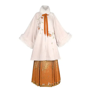Persimmon Ruyi autumn and winter Hanfu warm round neck jacket plush jacket - Yandan_Hanfu