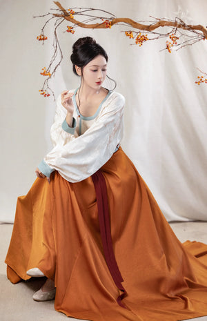 the Tang style is breathable, the silk neck, the round neck shirt, the ten broken skirts, the summer - Yandan_Hanfu