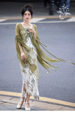 Bamboo Green New Chinese Hanfu Dress - Yandan_Hanfu