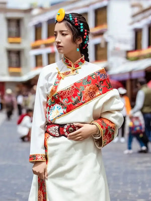 Noble Tibetan robe white Tibetan clothing - Yandan_Hanfu