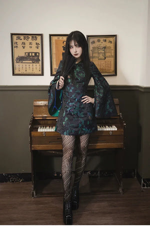 Retro black cheongsam short skirt - Yandan_Hanfu