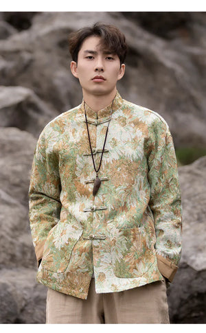 New Chinese Tang style men's button-up printed jacket - Yandan_Hanfu