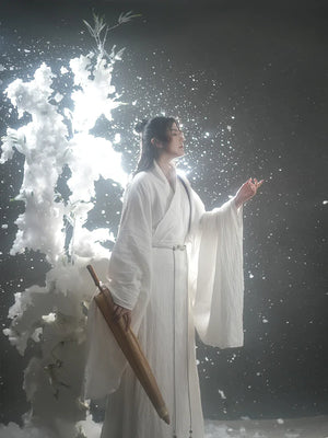 Taoist robe cotton and linen white spring and summer fairy energy Hanfu for men and women - Yandan_Hanfu