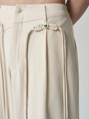 Tassel Embroidered Unisex Trousers – New Chinese Style with Knot Button Detail - Yandan_Hanfu