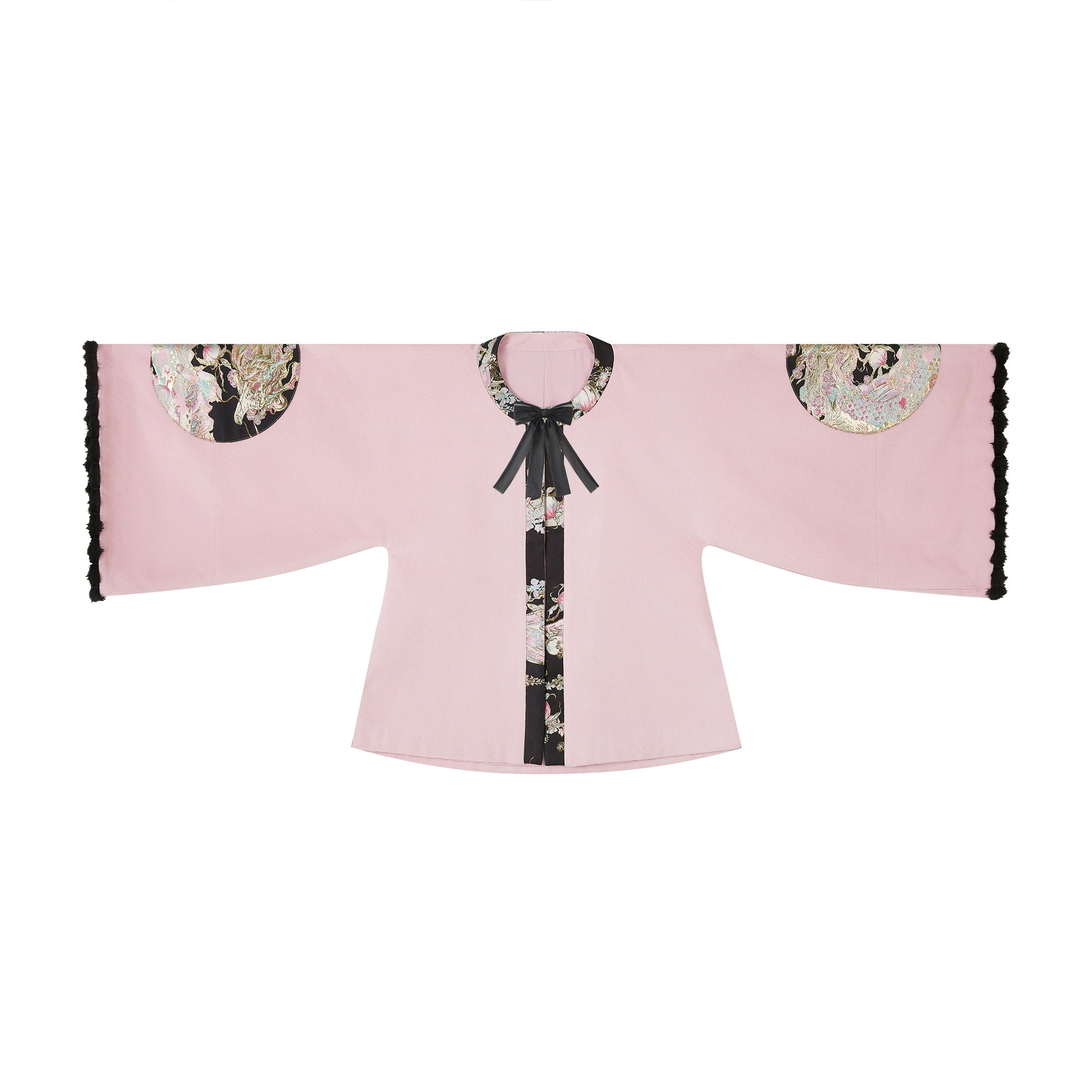 Spring Mountain Dragon – New Chinese Style Hanfu Set | Brocade Ma Mian Skirt with Embroidered Cape and Floral Gold Weave