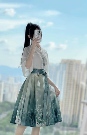 Horse Face Skirt Set 2024 New Spring and Autumn Short Hanfu Small Chinese Style Women's Clothing - Yandan_Hanfu