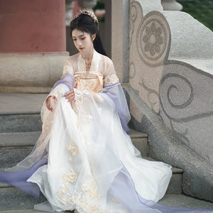 White Hanfu spring and autumn dress daily elegant fairy - Yandan_Hanfu