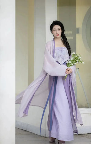 Monet Garden Pink Purple Oil Painting Sense Song Dress - Yandan_Hanfu