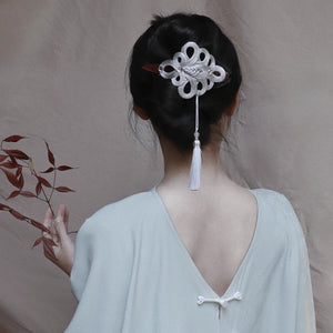 Realm of Grace – New Chinese Style Vintage Hair Claw | Elegant Tassel Shark Clip & Duckbill Barrette - Yandan_Hanfu