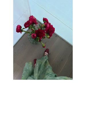 100% Ramie Modern Chinese Dress – Green Tie-Dye Print with Loose Silhouette & Camisole Layer - Yandan_Hanfu