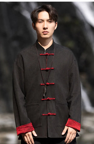 New China style can be worn on both sides, button-down top jacket Tang suit men - Yandan_Hanfu